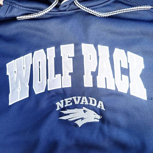 University of Nevada mens Wolf Pack blue gray hoodie - Picture 3 of 4